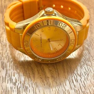Isaac Mizrahi Orange and Gold Women's Watch.
